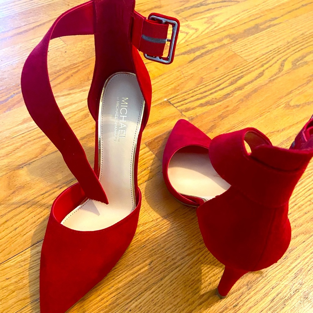 Sold -Michael Shannon Ankle Strap heels. Great for Holidays!